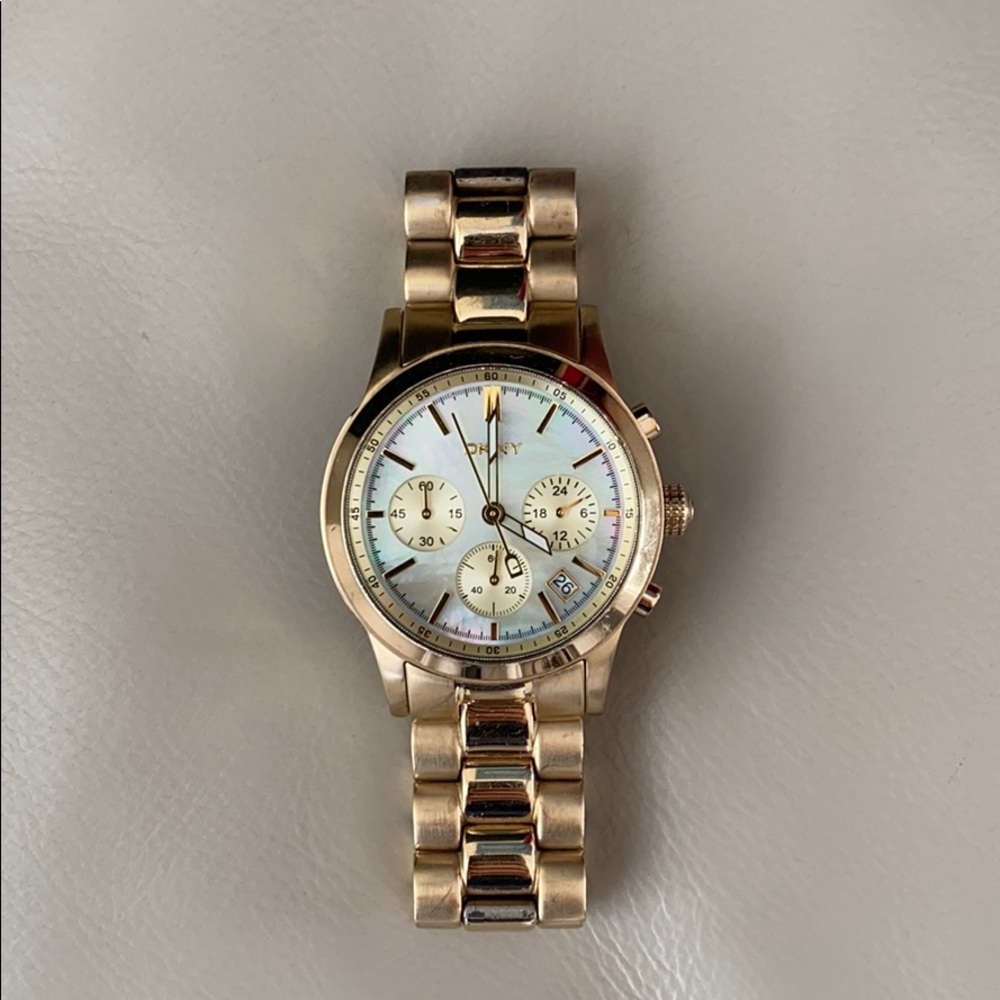 DKNY Gold Color Watch with Opal Face